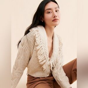 dh NEW YORK Cream Fringe Cardigan